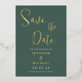 Salie Groene Goud Folie Trouw Save The Date Folie Uitnodiging (Voorkant)