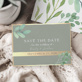 Salie Groene Gouden Botanische Bewaar de Datum Save The Date