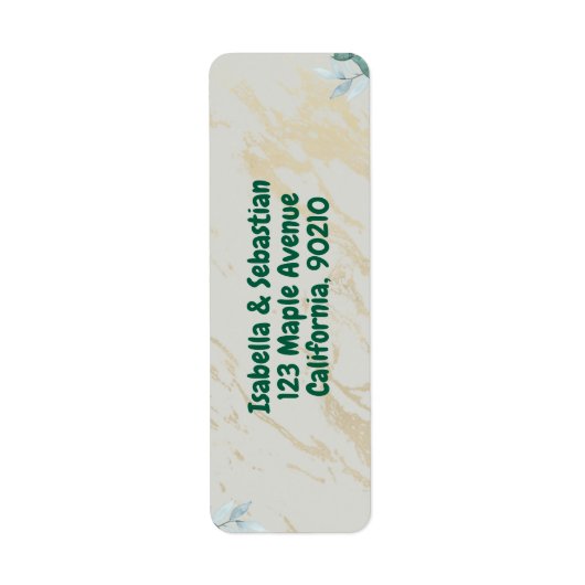 Salie Groene & Gouden Eucalyptus Retouradres Label (Voorkant)