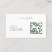 Salie Groene Gouden Haar Script Schaar QR Code Visitekaartje (Achterkant)