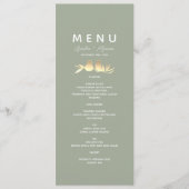 Salie Groene Gouden Liefdesvogels Bruiloft Menu (Voorkant)