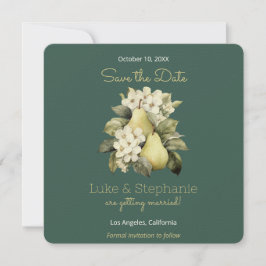 Salie Groene & Gouden Peer Vierkante Save the Date