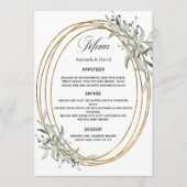 Salie groene groen goud trouw diner menu (Voorkant)