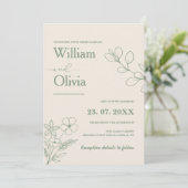 Salie Groene Groene Boho Bruiloft Kaart (Staand voorkant)