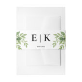 Salie Groene Groene Moderne Monogram Huwelijk Uitnodigingen Wikkel (Voorkant Voorbeeld)