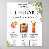 Salie Groene Groenery Bar Menu Huwelijk Drank Bord Poster (Voorkant)