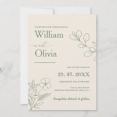 Salie Groene Groenery Boho Minimalistische Trouwda Kaart (Voorkant)