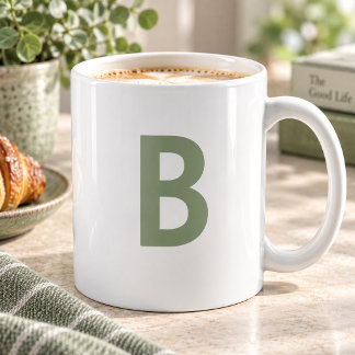 Salie Groene Grote Initiaal Letter Modern Vet Koffiemok