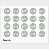Salie Groene Grote Monogram Eerste Personalized Ronde Sticker (Vel)