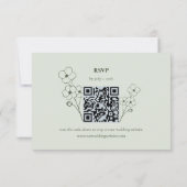 Salie Groene Hand Getekende Bloemencode QR Code RS RSVP Kaartje (Achterkant)