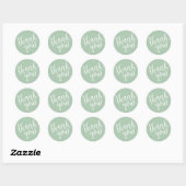 Salie Groene Handgeschreven Script Bedankt Ronde Sticker (Vel)