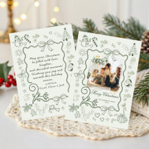 Salie Groene Handgetekende Kerst Familie Foto