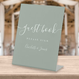 Salie Groene Handtekening Script Gastboek Piedesta Reclamebord Met Voetstuk