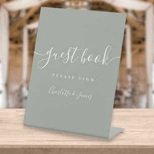 Salie Groene Handtekening Script Gastboek Piedesta Reclamebord Met Voetstuk