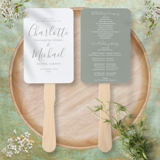 Salie Groene Handtekening Script Trouwprogramma Handwaaier