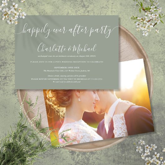 Salie Groene Happily Ever After Feest Huwelijksfot Kaart