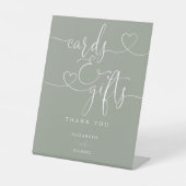 Salie groene hart script kaarten en cadeaus reclamebord met voetstuk (Voorkant)