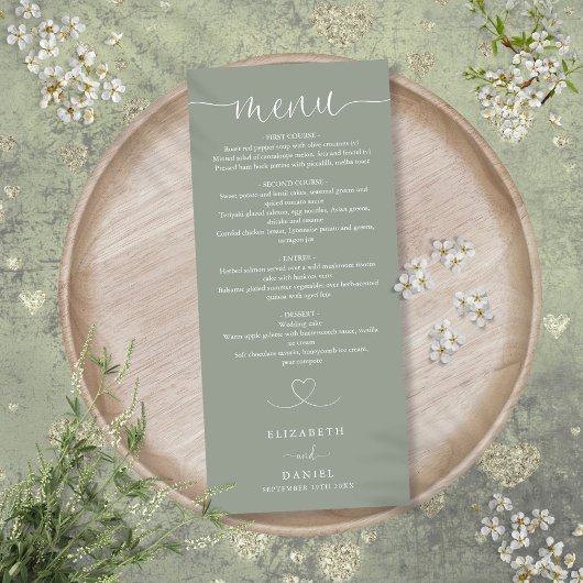 Salie Groene Hart Script Trouwdiner Menu