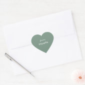 Salie groene hartvorm valentijnssticker hart sticker (Envelop)