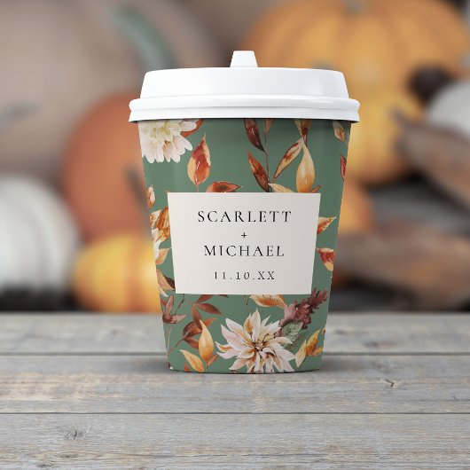 Salie Groene Herfst Bruiloft Papieren Bekers