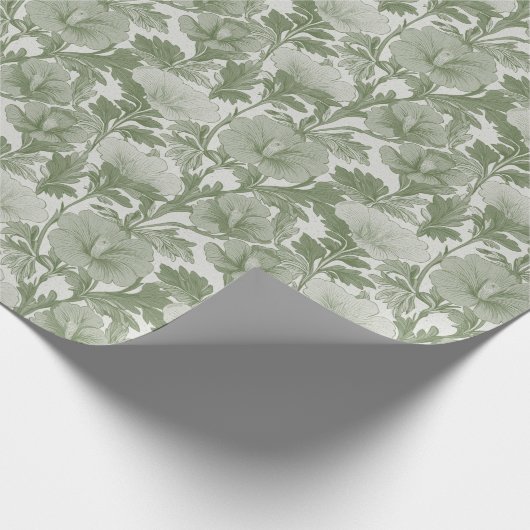 Salie Groene Hibiscus Bloem Cadeaupapier (Hoek)