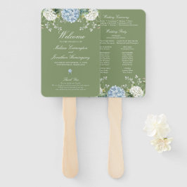 Salie Groene Hortensia Huwelijksceremonieprogramma Handwaaier