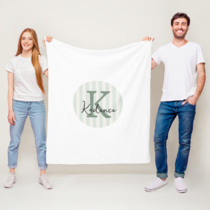 Salie Groene Houtskool Aangepaste Gestreepte Cirke Fleece Deken