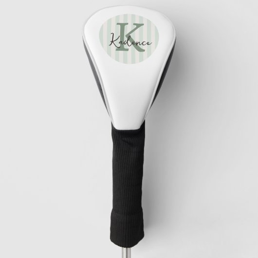 Salie Groene Houtskool Aangepaste Gestreepte Cirke Golfheadcover (Voorkant)