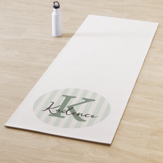 Salie Groene Houtskool Aangepaste Gestreepte Cirke Yogamat (In situ)