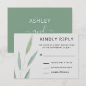 Salie Groene Huwelijksreactie, Botanisch RSVP Kaartje (Voorkant / Achterkant)