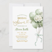 Salie Groene Hydrangea Ballon Bruidsdiner Kaart (Voorkant)