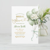Salie Groene Hydrangea Ballon Bruidsdiner Kaart (Staand voorkant)