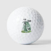 Salie Groene Initiële Monogram Golfballen (Voorkant)
