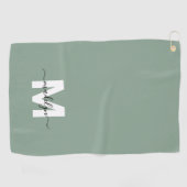 Salie Groene Initiële Naam Monogram Golfhanddoek (Horizontaal)