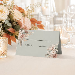 Salie groene ivoor taupe pampas bloemen boho plaatskaartje