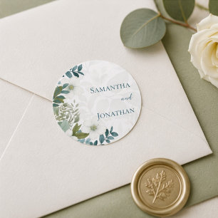 Salie Groene Ivoren Eucalyptus Huwelijksgunst Ronde Sticker