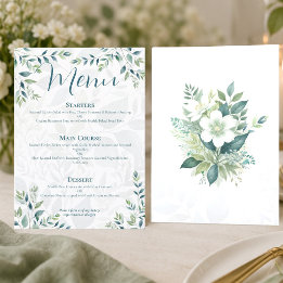 Salie Groene Ivoren Eucalyptus Trouwmenu Kaart