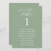 Salie Groene Kalligrafie Zitting Grafiek Tafelnumm Programmakaart (Voorkant / Achterkant)