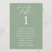 Salie Groene Kalligrafie Zitting Grafiek Tafelnumm Programmakaart (Voorkant)