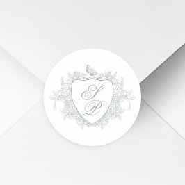 Salie groene kam wedding monogram ronde sticker