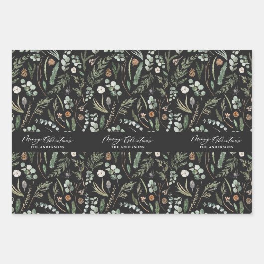 Salie groene kerst moderne minimale botanische wik inpakpapier vel (Voorkant 2)