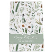 Salie groene kerst moderne minimale botanische wik medium cadeauzakje (Achterkant)