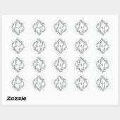 Salie Groene Klassieke Bloemige Bruiloft Ronde Sticker (Vel)