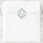 Salie Groene Klassieke Bloemige Bruiloft Ronde Sticker (Tas)