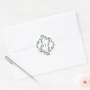 Salie Groene Klassieke Bloemige Bruiloft Ronde Sticker