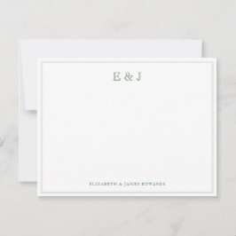 Salie Groene Klassieke Elegante Vintage Tweeletter Notitiekaartje