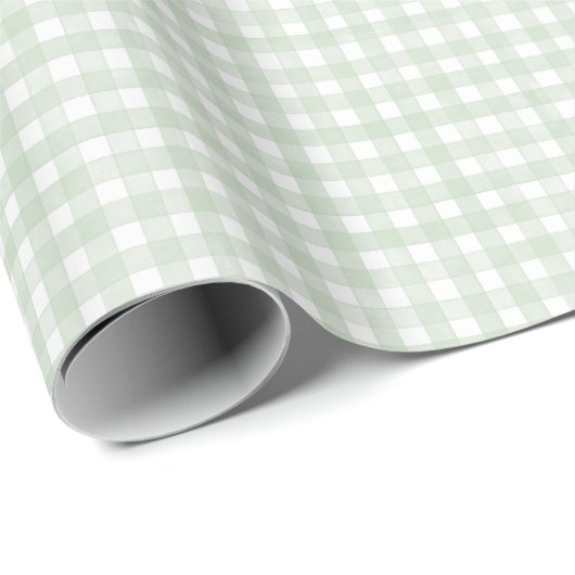 Salie Groene Klassieke Gingham Cadeaupapier (Rol Hoek)