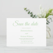 salie groene klassieke minimale trouw save the dat save the date (Staand voorkant)