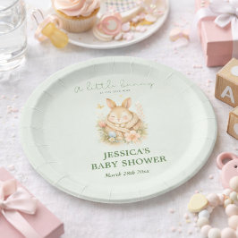 Salie Groene Kleine Konijn Neutrale Baby Shower Papieren Bordje