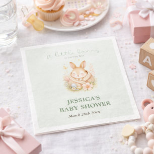 Salie Groene Kleine Konijn Op Weg Baby Shower Servet